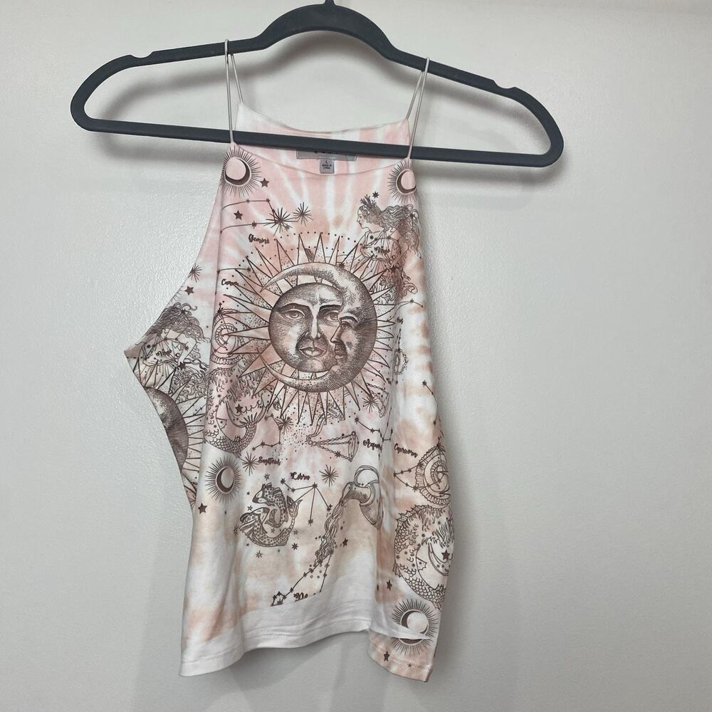 Gaze Women’s Sz Large Zodiac Signs Sun Moon Tank Top Spaghetti Strap Cami NWT